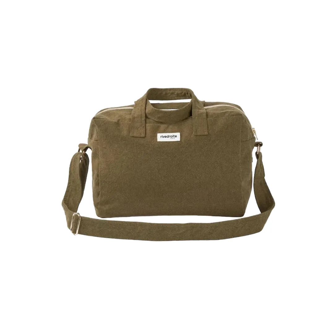 Khaki recycled cotton Sauval bag - Rive Droite